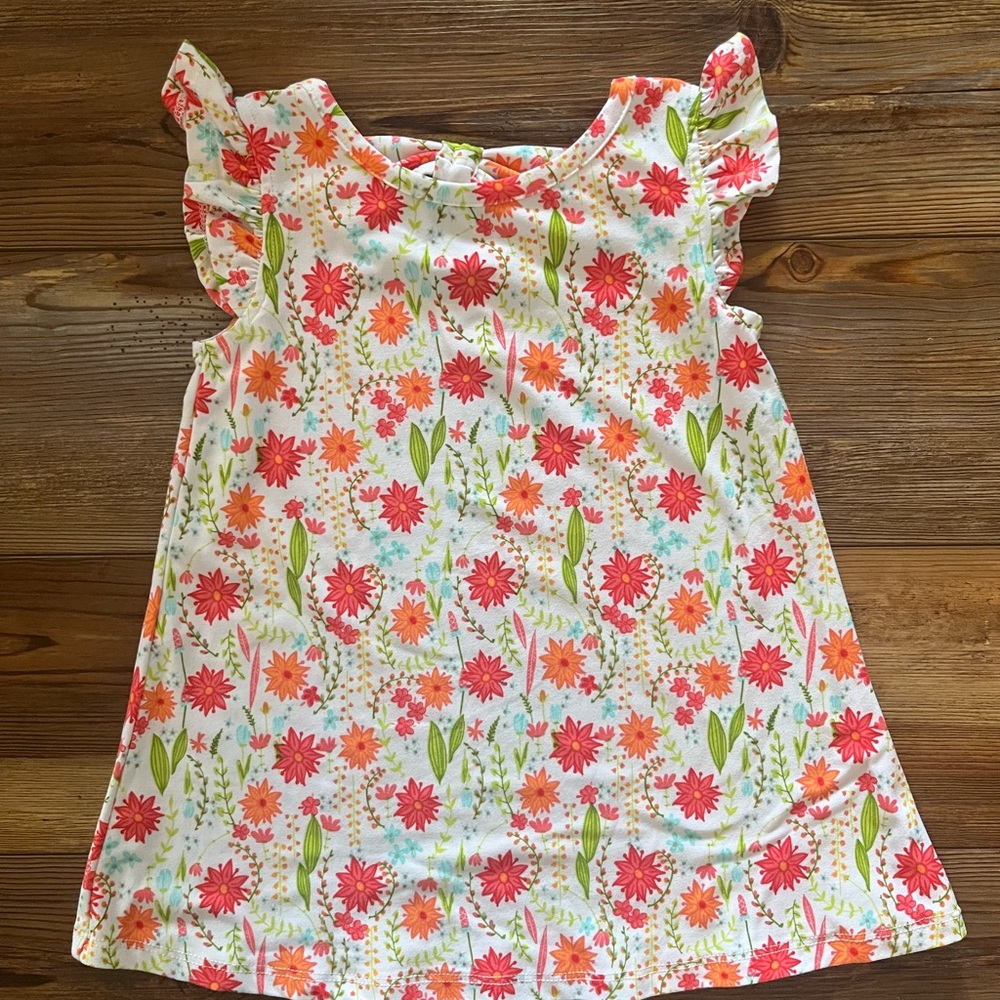 ⭐️Bundle 5 for $30 - Girls White Floral Flutter-Sleeve Dress Flowers